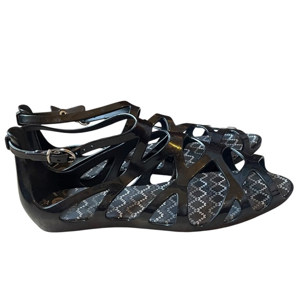 Mel Melissa x Forever 21 Dreamed Jelly Sandals Buckle Crisscross Black Size 6 - Picture 1 of 9
